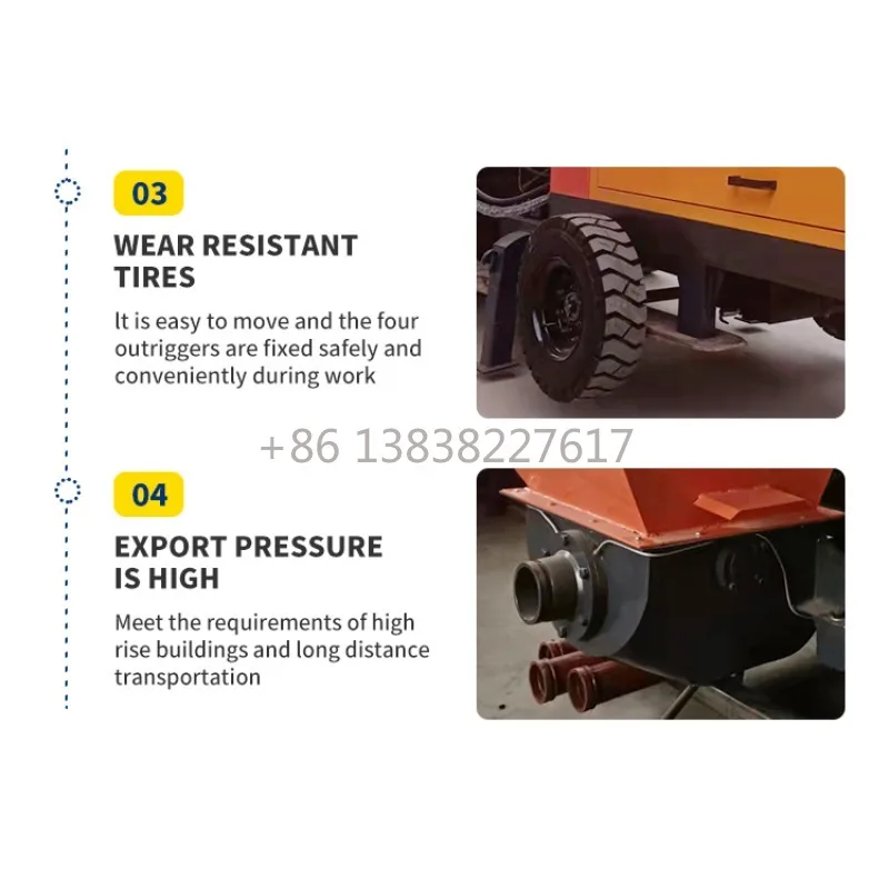 Concrete Pump For High-Rise Construction Easy To Move Wear Resistant Tires Best Manufacturer Direct Sale