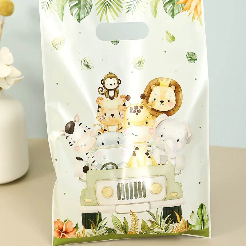 10/20/50 Stück Dschungeltier-Geschenktüten Safari-Thema Leckerli-Beutel 1. Geburtstag Party-Zubehör Geschenkverpackungstüten – Detail 1