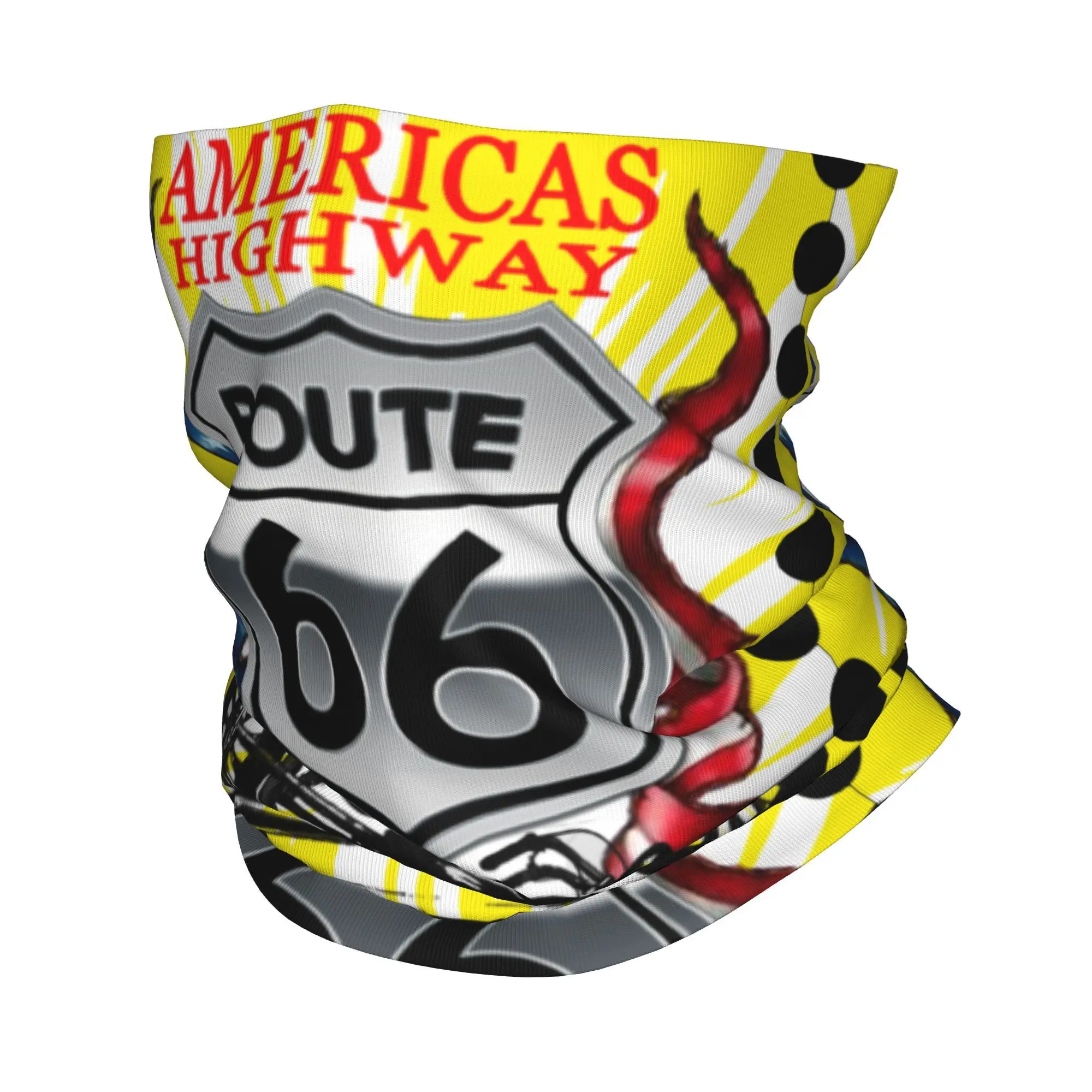 America Highway Route 66 the Route Bandana Copricollo Stampato Mother Road Sciarpa avvolgente classica retrò Fascia multiuso da corsa