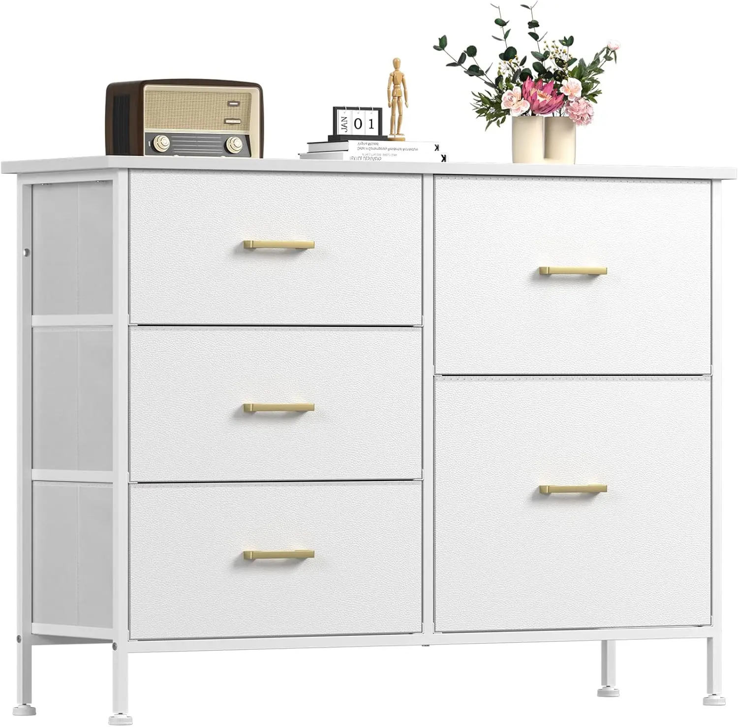 

Dresser for Bedroom with 5 Drawers, Tv Stand, White Dresser for Closet Organizers and , Living Room, Hallway, Wide Dresser with