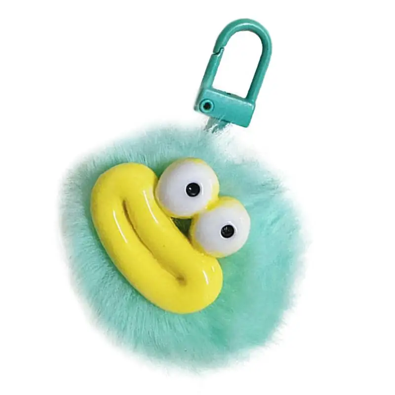 Plush Keychain Cute Furry Ball Keyring Ornament Fashionable Pendant Ornament Ugly Student School Bag Pendant For Boys Girls