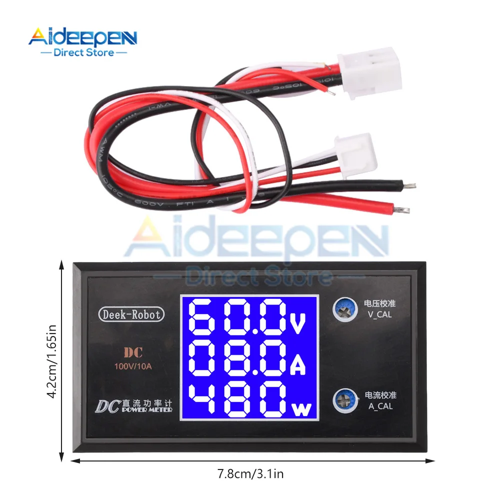 LCD Digital Voltmeter Ammeter Power Meter DC 0-50V 5A DC 0-100V DC 0-500V 10A Voltage Current Tester Detector Ammeter Voltmeter