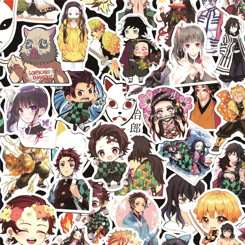 50/30/10PCS Tanjirou Nezuko Zenitsu Inosuke Giyuu Shinobu Popular Anime Graffiti Stickers Notebook Luggage Decoration Stickers