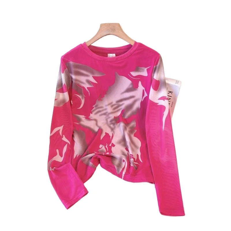 

【Shop Sales】Light Mature Wind Gauze Long Sleeve Bottom Shirt Women's Fashion Brand Spring New Slim-fit and Thin Round Neck Shirt