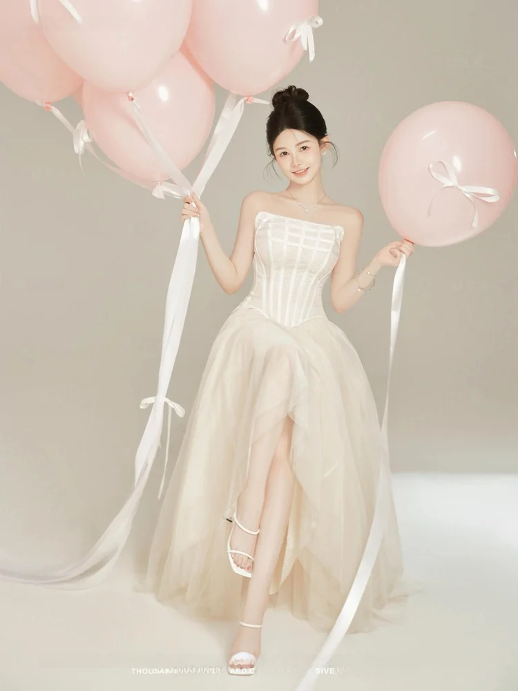 

Новый костюм для фотосессий в корейском стиле «Кремовая принцесса» 2026 года, высококачественная одежда для художественной фотосъемки, женский наряд