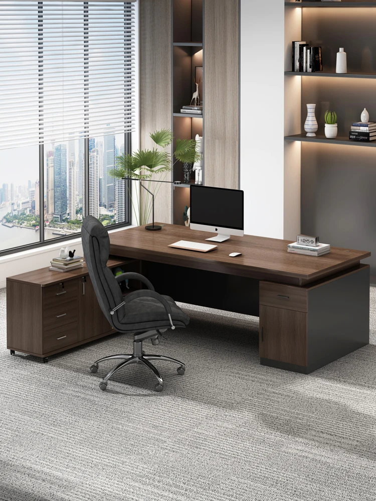 

Desk Computer Desk Desktop Simple Boss Desk Office Leadership and Chair Combination Staff Seat with Drawer