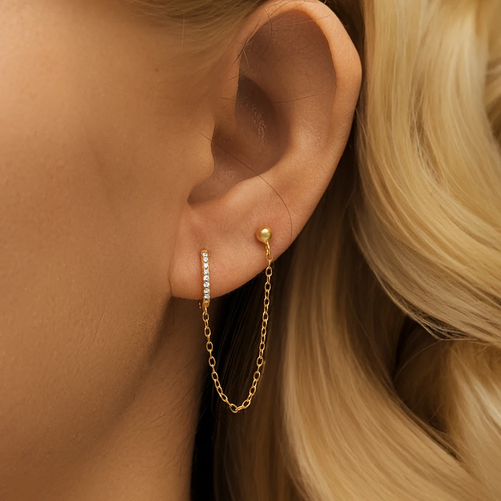 CANNER 925 Sterling Silver Chain Tassel Zircon Drop Earrings For Women 18K Gold Ins Simple Star Moon Earrings Fine Jewelry Gift — zdjęcie 5