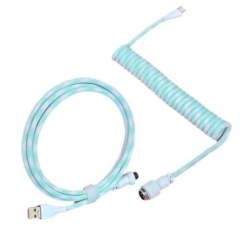 Computer Game Keyboards  Cable, Coiled Aviation Cable for Mechanical Keyboards , TypeC to USB-A Removable Aviation Plug