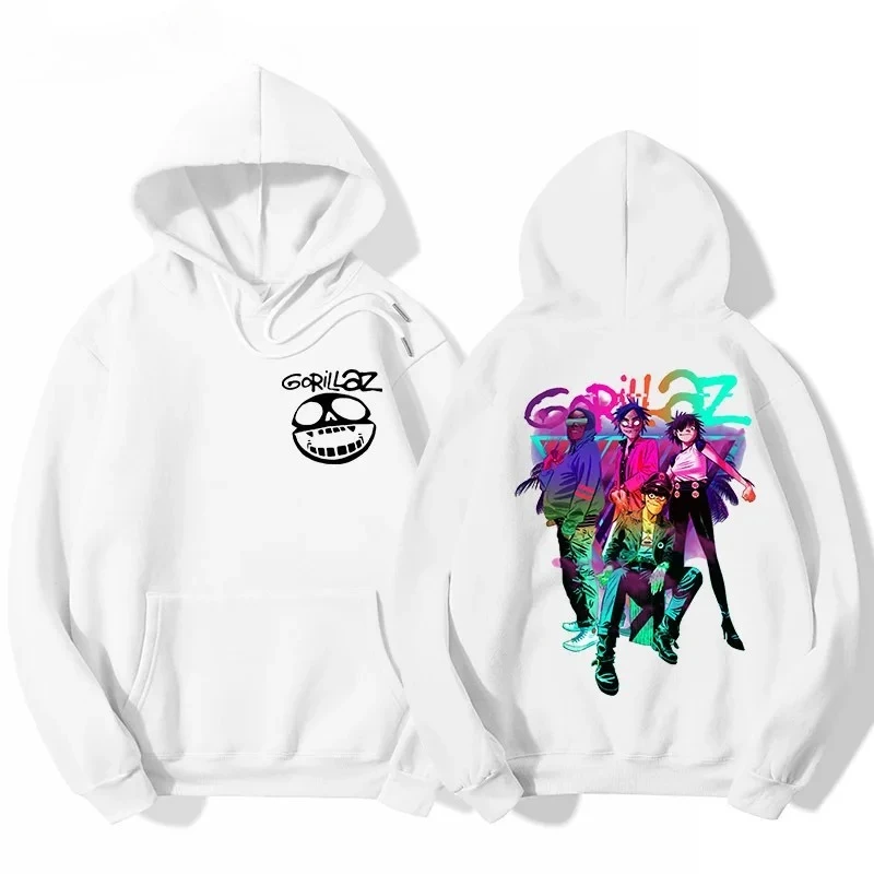 2025 männer Harajuku Frauen Gorillaz Druck Hoodie Unisex Vorne Und Hinten Frauen Harajuku Kleidung Pullover Herbst Winter Hip Hop Tuch
