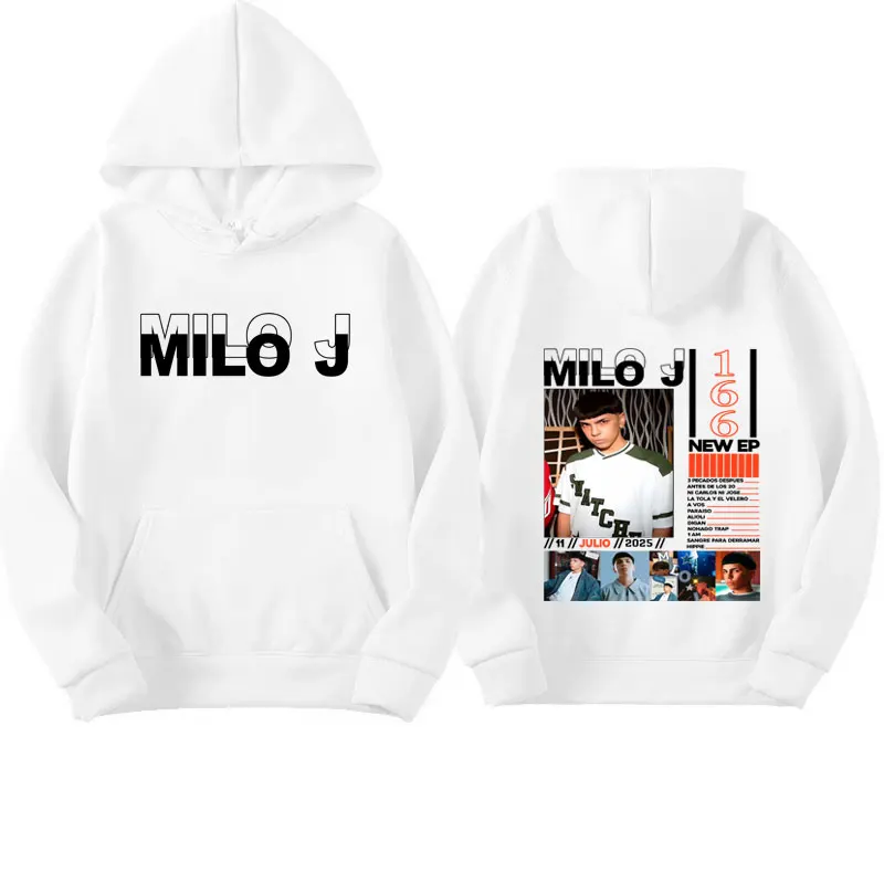 مغني الراب ميلو J 511 ألبوم الموسيقى Merch الجمالية هوديي غير رسمي الرجال النساء الهيب هوب Y2k كم طويل البلوز الرجال البلوفرات الموضة