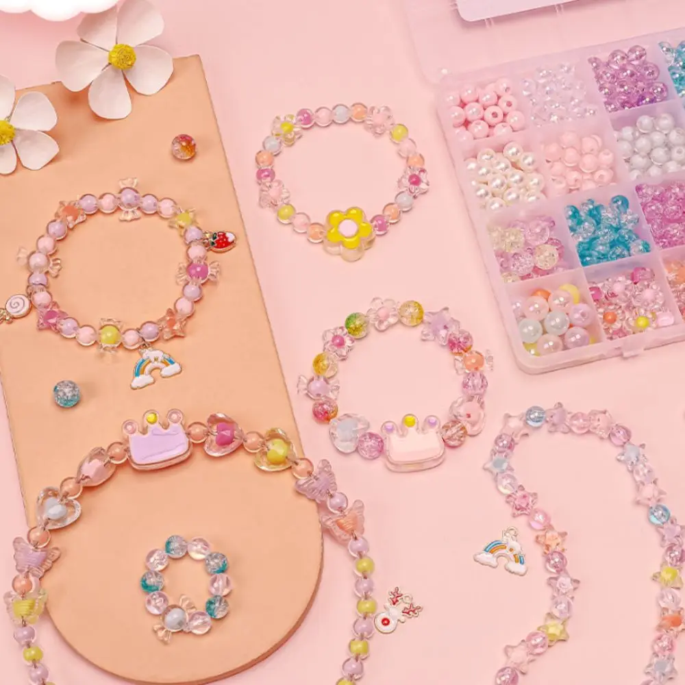 24 Grid DIY Handmade Beaded Kit Toy Creative Acrylic Beads Bracelet Making Kit Cute Colorful DIY Jewelry Making Kit