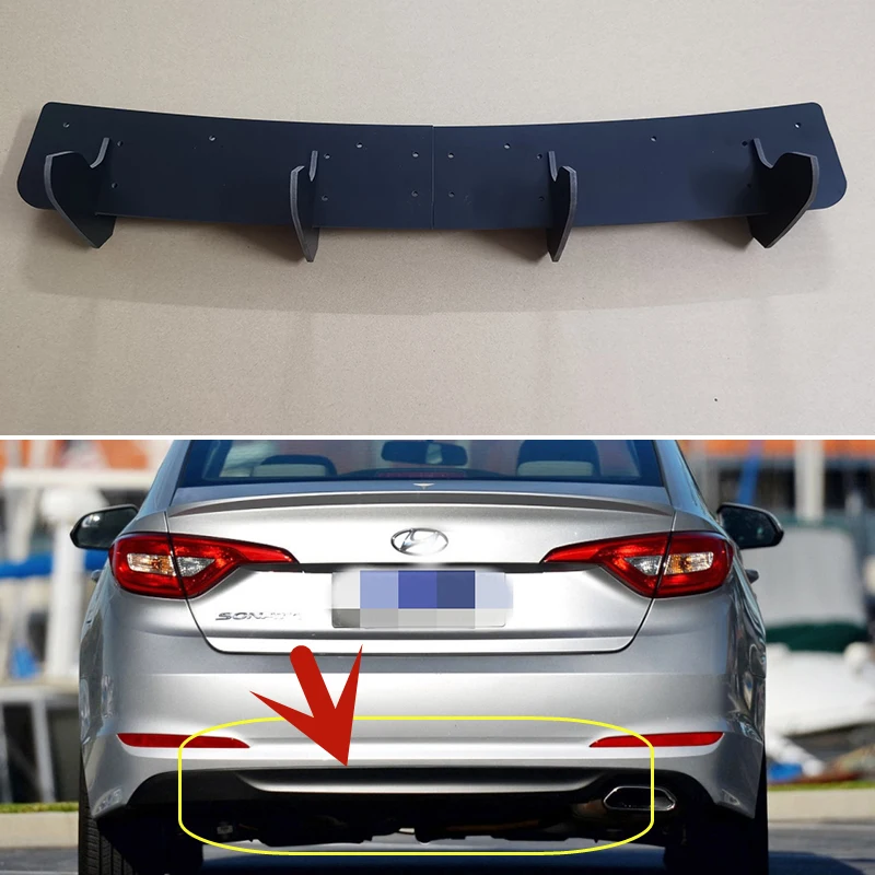 Rear Diffuser Bumper Lips Spoiler Splitter Body Kit Accessories For Hyundai Sonata SE 2.4 2015 2016 Year