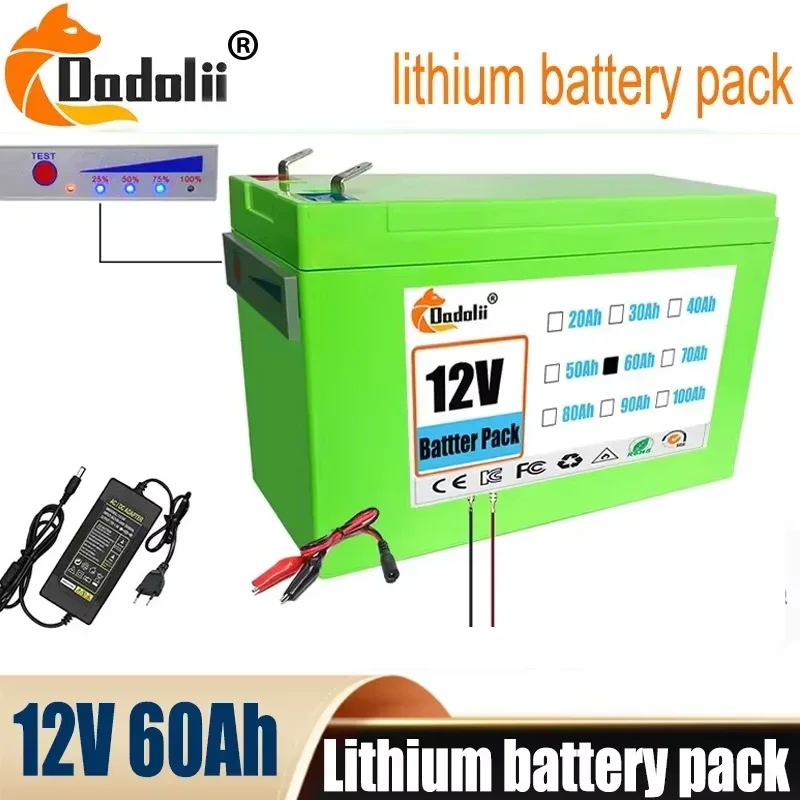 NEW Sprayers 12V 60Ah Built-In High Current 30A BMS 18650 Lithium Battery Pack For Electric Vehicle Batterie 12.6V Charger