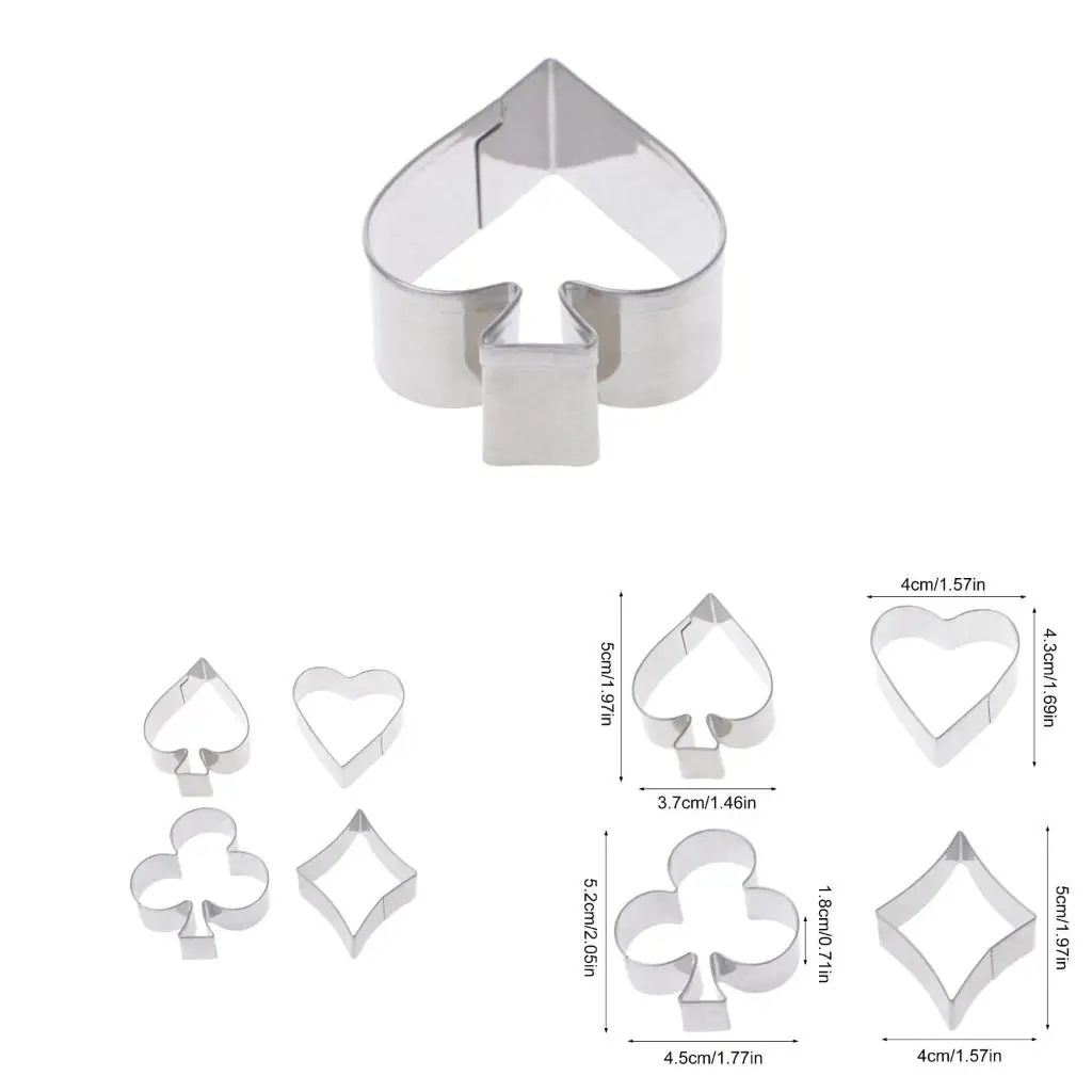 4 Pcs Stainless Steel Cookie Cutter Set Pastry Cake Biscuit Cutting Molds