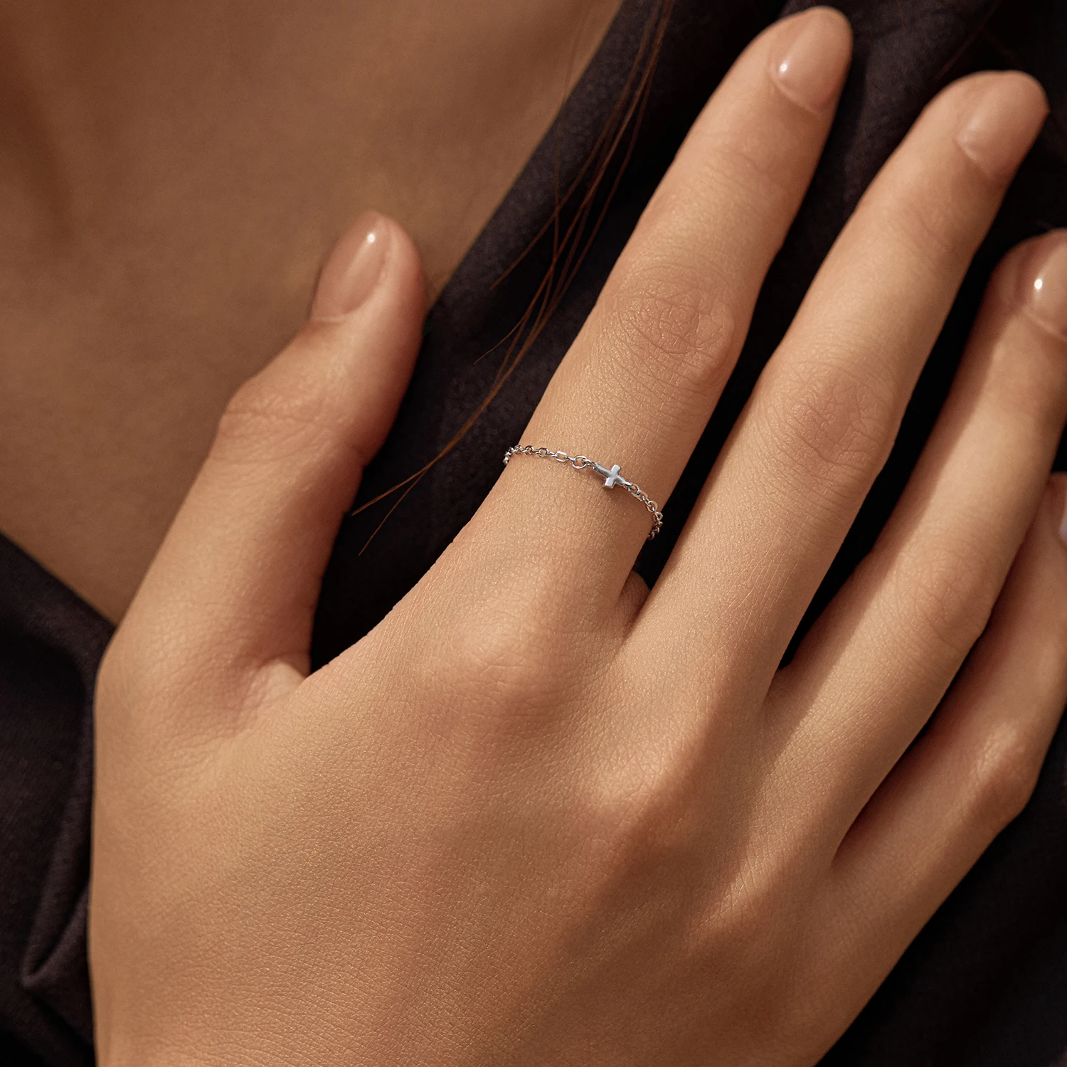 MODIAN 925 Sterling Silver Simple Delicate Cross Adjustable Stacking Rings for Women Fashion Fine Jewelry Accessories Gifts