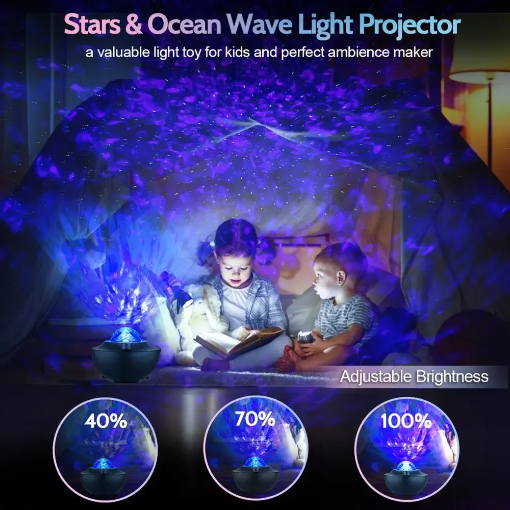 Céu estrelado led galáxia luz de projeção música bluetooth festa sonho oceano mundo atmosfera presente das crianças noite luz