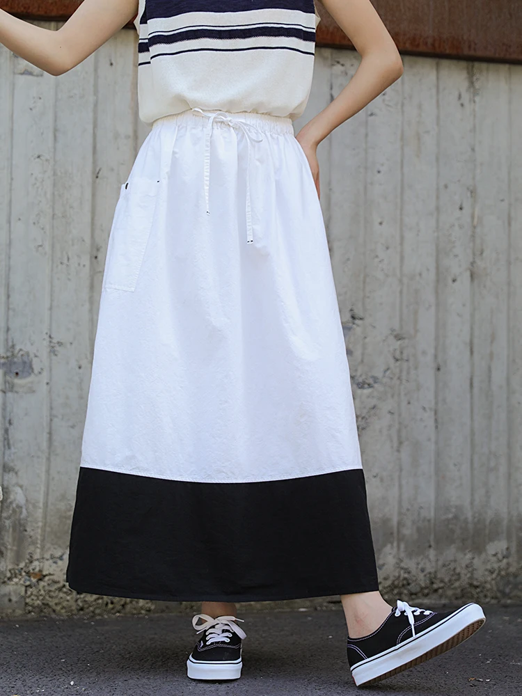 

Оригинальный дизайн Mallin: Новая летняя юбка из хлопка с высокой плотностью ткачества, цветным плетением и цветовыми блоками, малая модель