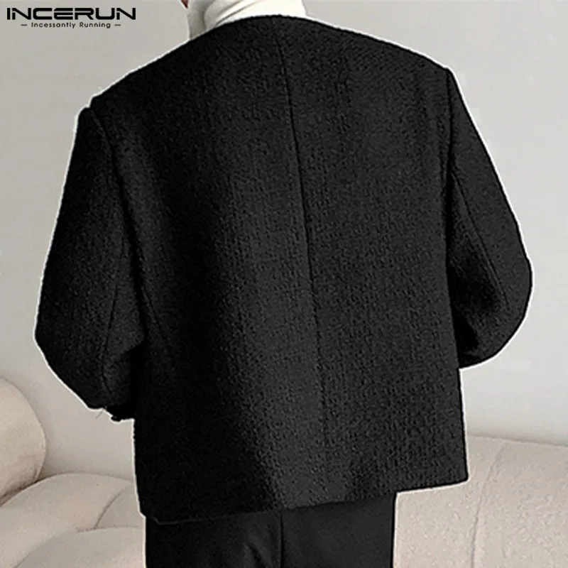 Fashion Casual Style Tops INCERUN 2024 New Men\'s Short Fit Solid Color Coats INCERUN Stylish Well Fitting Hot Sale Jackets S-5XL