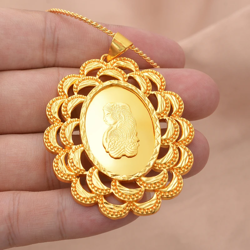 New women Man Great Virgin Handcraft gold color necklaces pendant chain Giving girl Friend gifts Party wear Jewelry