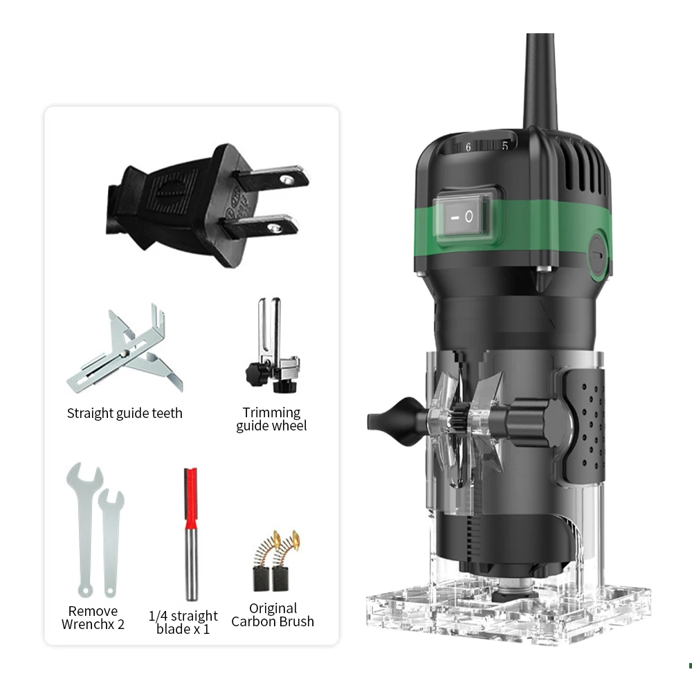 800W Electric Wood Router Woodworking Electric Trimmer Engraving Slotting Trimming Carving Machine Kit With 6.35 Milling Cutter