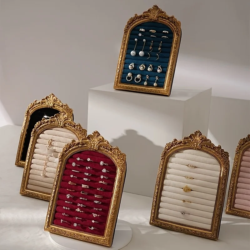 

Винтажная подставка для украшений из смолы с бархатным покрытием (1 шт.) - Держатель для ожерелий и серег для домашнего декора, праздничных подарков