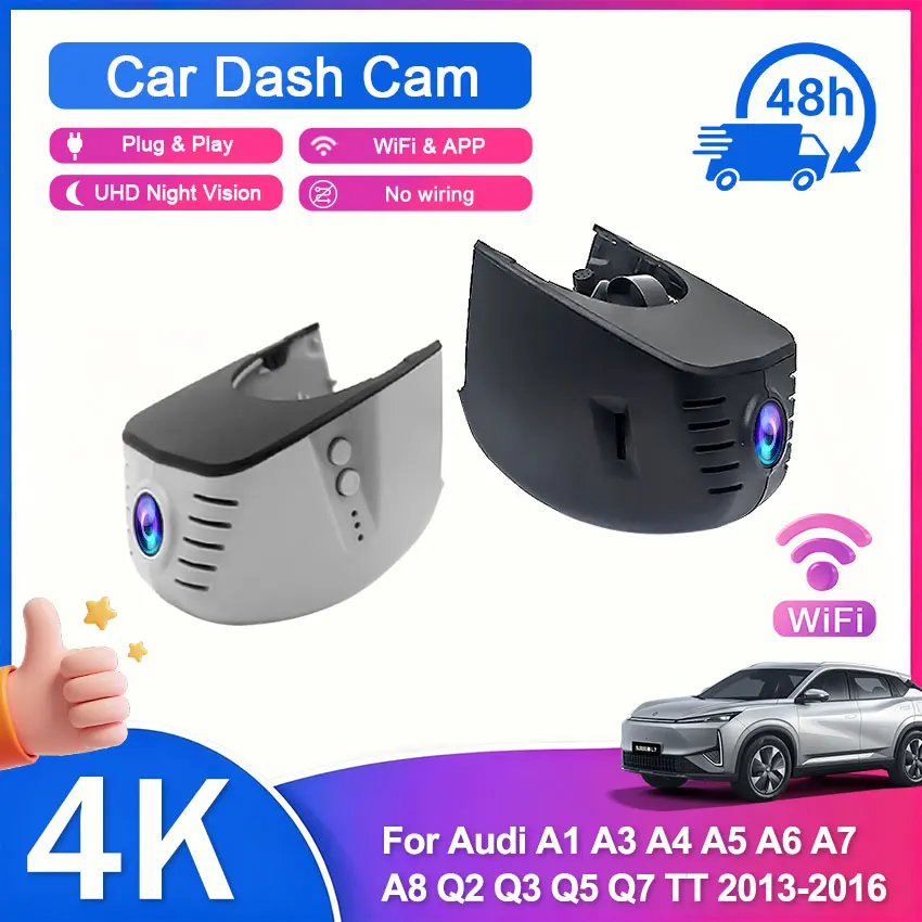 4K Dash Cam Front and Rear WiFi Car Dual Dashcam APP Control Plug Play For Audi A1 A3 A4 A5 A6 A7 A8 A6L A4L Q2 Q3 Q5 Q7 TT