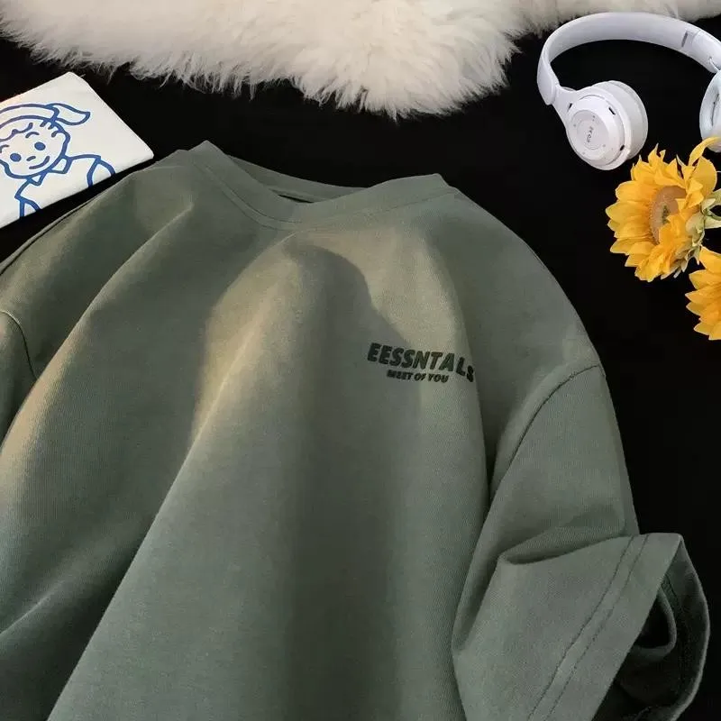 2026 Summer Men's Oversized Letter Print Short Sleeve T-shirt Casual Loose Crew Neck Tee Streetwear Tops for Men image 4