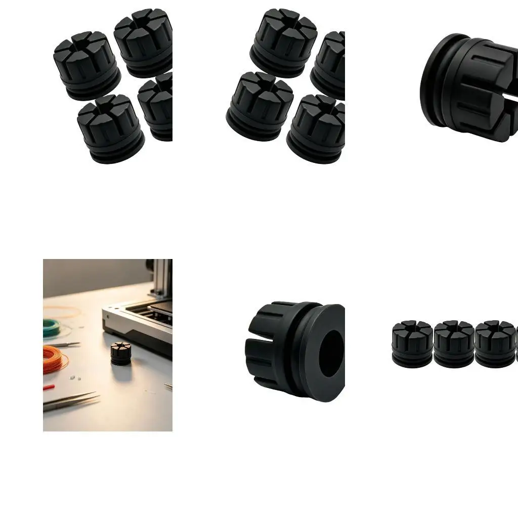 Printer Foot Supports Set of 4 for 3D Printer Desktop Placement, Black Vibration Damping Feet with Wide Round Base and Drop In