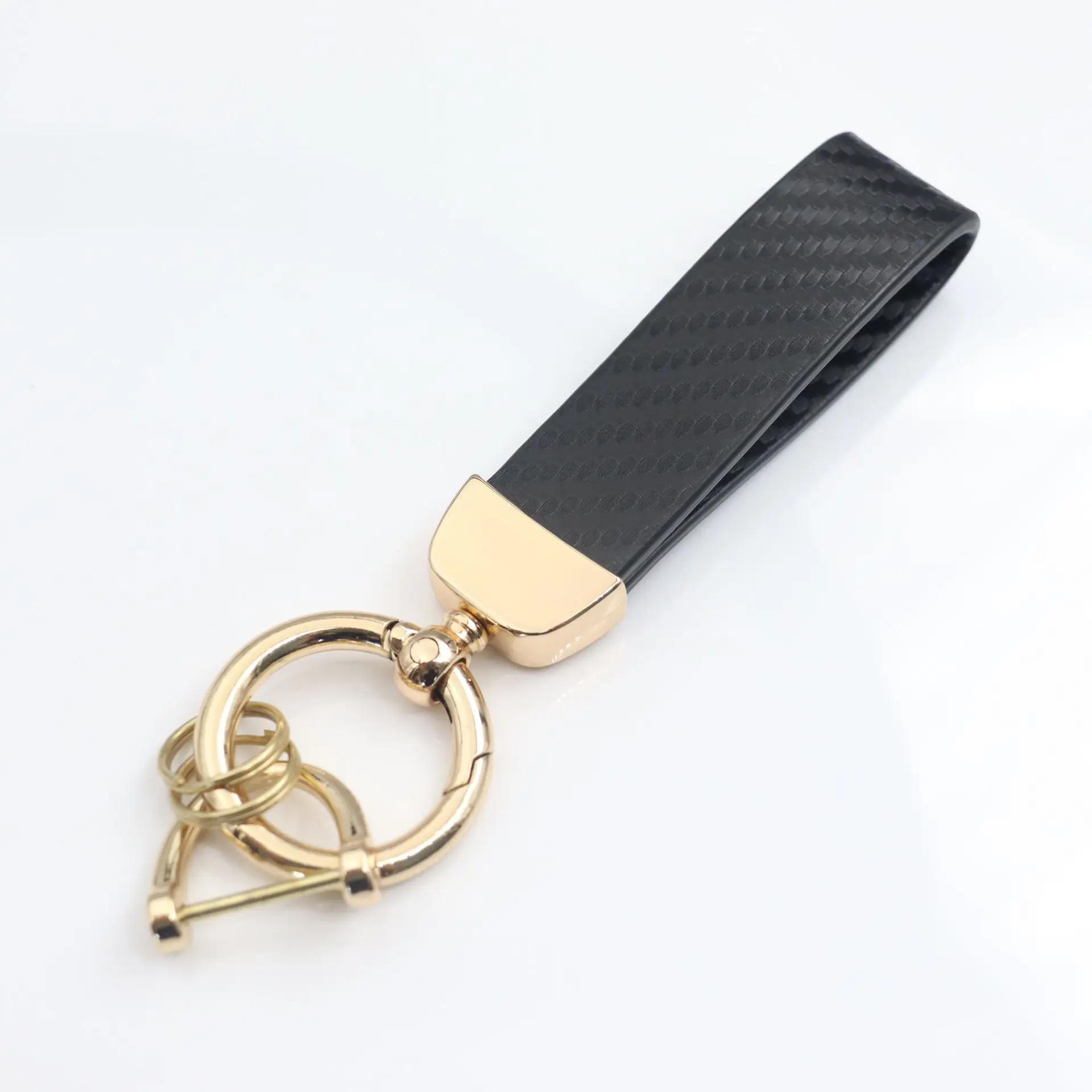 1pc Custom Keychain Personalized Zinc Alloy Trendy Brand Carbon Fiber Pattern Customized Key Ring Car Accessories Gift Wholesale