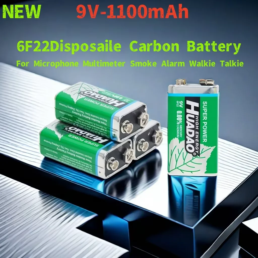 

10PCS NewDisposable 9 Volt Battery 9V Alkaline Battery Multimeter Alarm Microphone 6F22 Carbon Dry Batteries 1100mah for KTV Toy