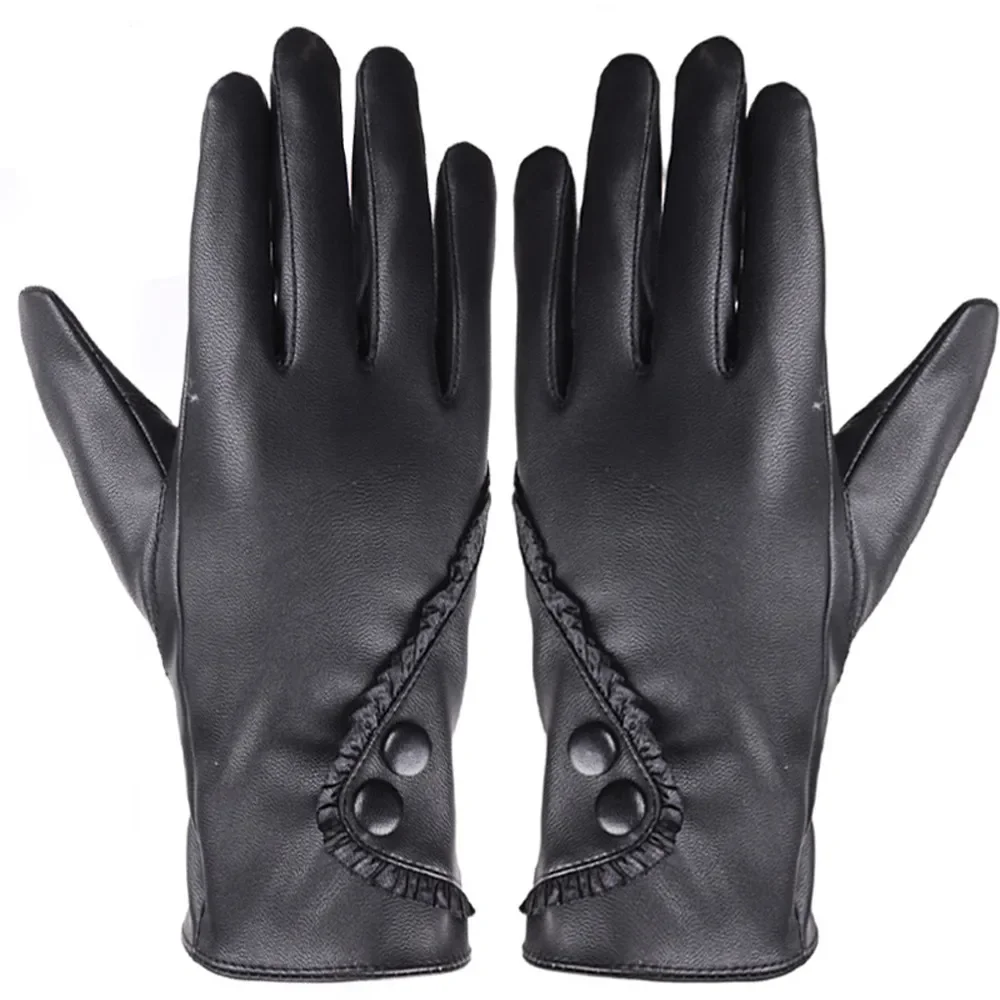 Women's Classic Soft Leather Good Quality Gloves Winter Warm Outdoor Driving Playing Handwear Fashion Cosplay Accessory