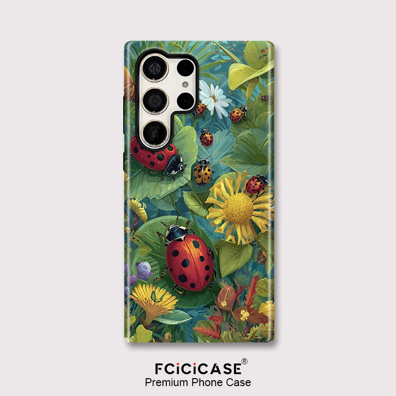 Fcicicase A36 A16 A56 A26 fleur mignon insecte motif coque de téléphone pour Samsung Galaxy S25 Ultra S20 FE S23 Plus S24 mat Capa