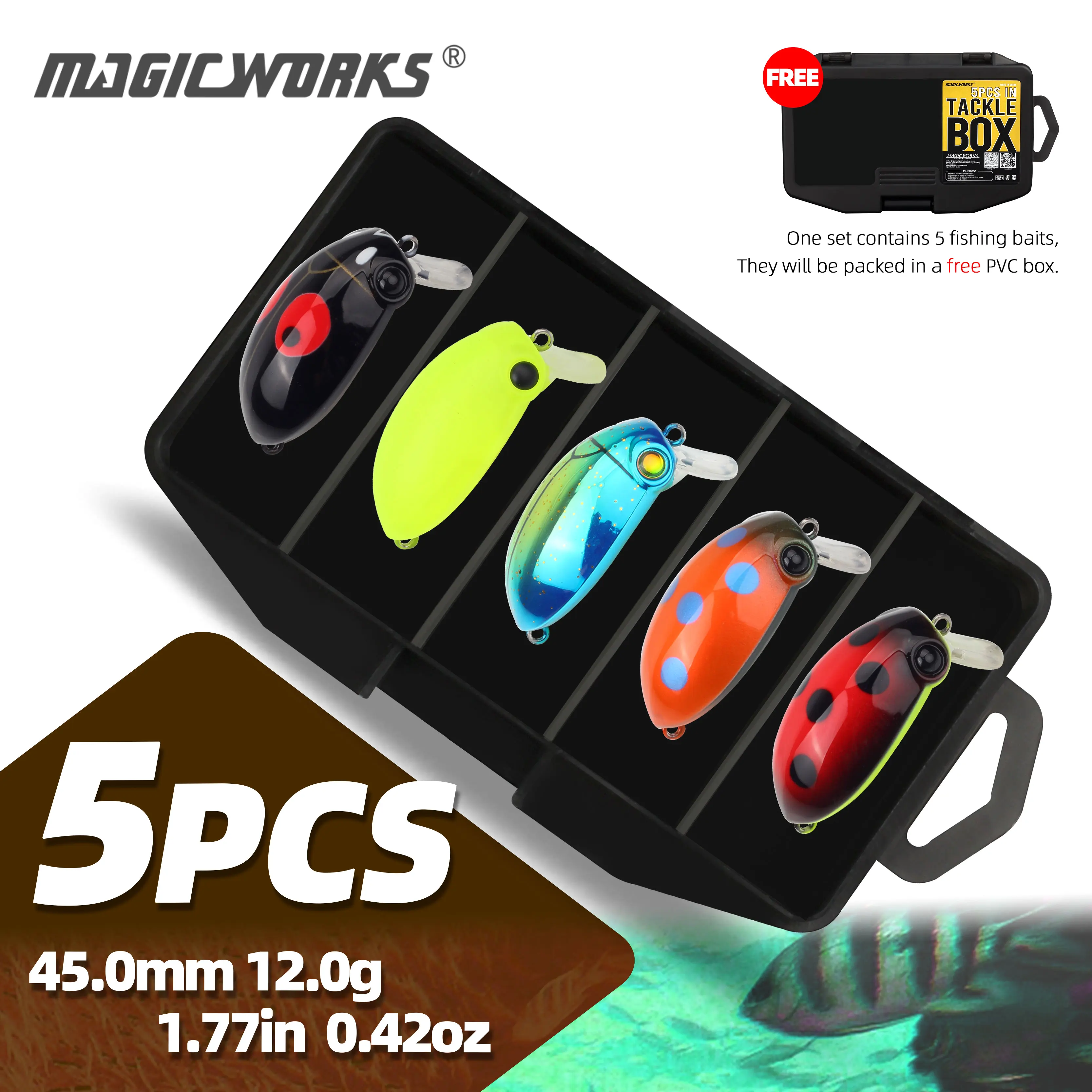 

Magic Works 5pcs Crankbait Set 45mm 12g Sinking Crankbaits Wobblers for Pike Fishing Artificial Bass Bait Freshwater Hard Lures