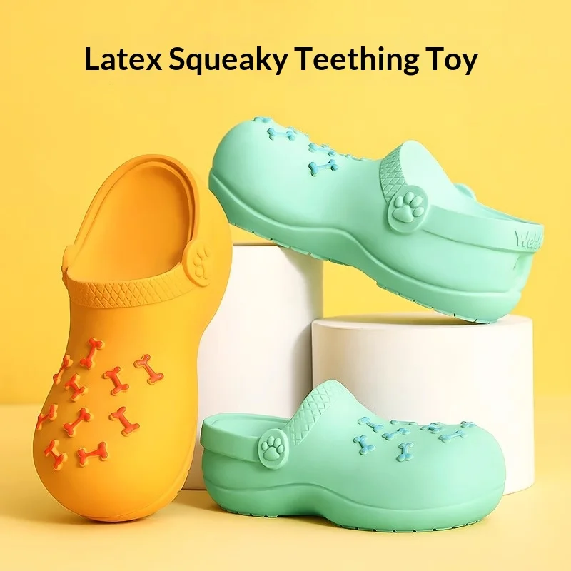

Dog Squeaky Latex Slipper Toy, Chew-Resistant Puppy Self-Play Toy for Boredom Relief, Pet Dog Chewing Supplies