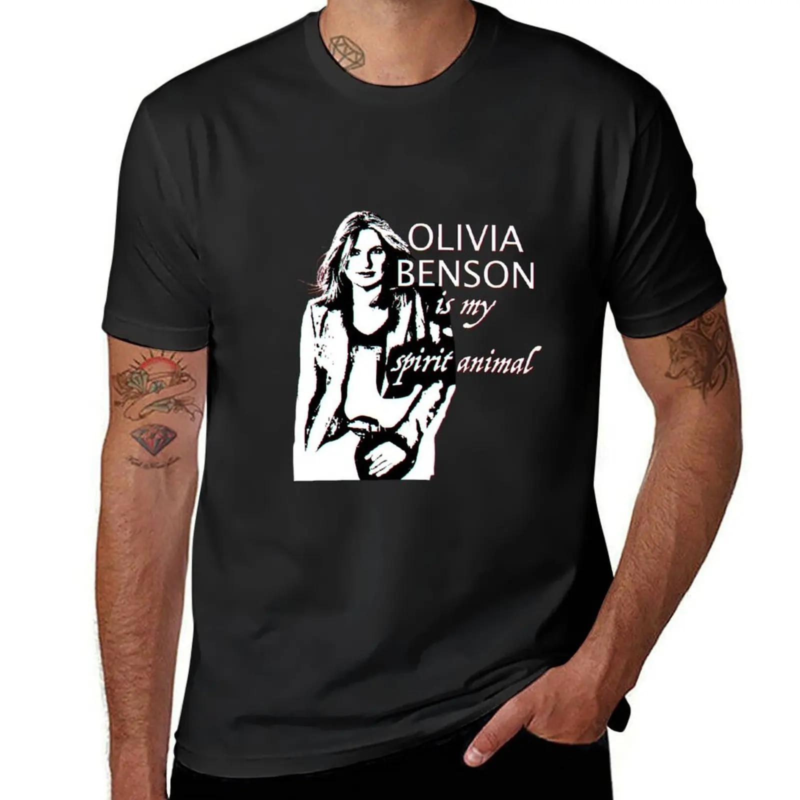 Wonderful Black and white Olivia Benson is my spirit animal T-Shirt Aesthetic clothing heavyweights graphics men clothes