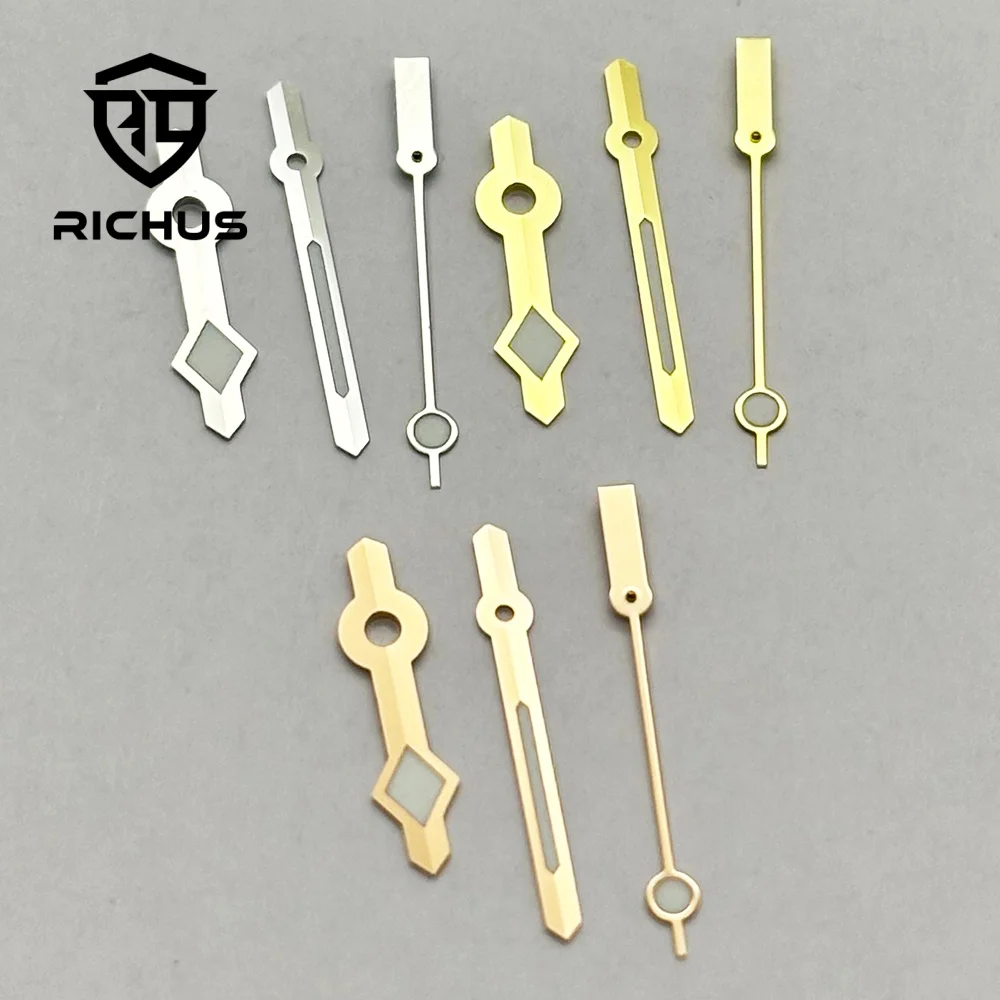 RICHUS Rose Gold Silver Watch Hands Set Luminous Green for NH35 NH36 Miyota8215 2824 VH31 Movement Watch Repair Accessories