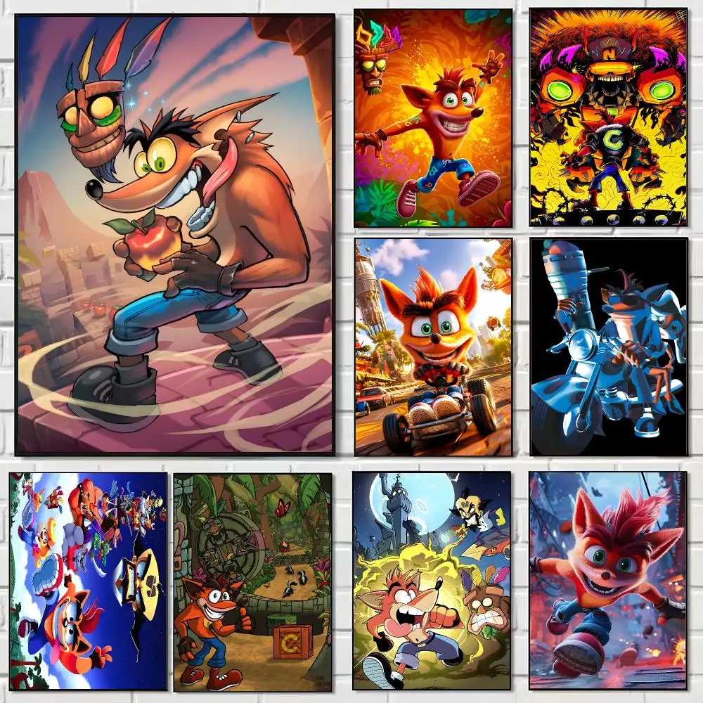Retro Game C-Crash Bandicoot Poster Pegatina artistica HD autoadhesiva impermeable para salon dormitorio