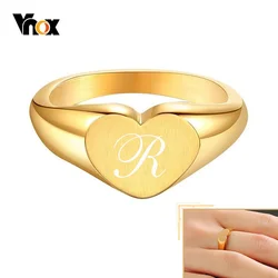 Anelli con sigillo amore cuore Chic da donna Vnox, gioielli in acciaio inossidabile con incisione personalizzata tono oro, regali personalizzati per lei