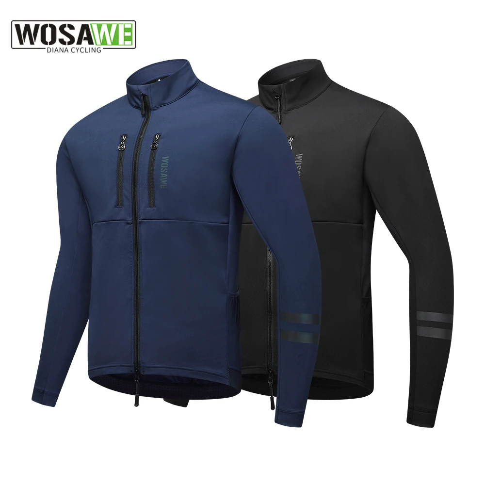 

WOSAWE Men's Winter Bike Jacket Windproof Cycling Jackets Cycling Clothes For Men Fleeced Clothing Bicycle Long Sleeve Jersey