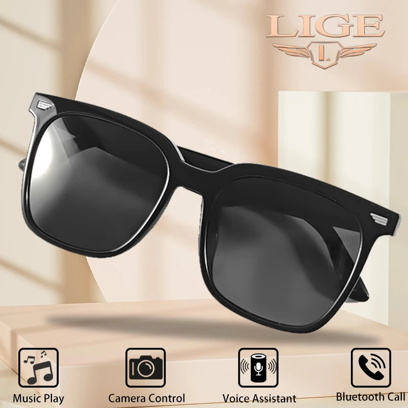 

LIGE модные умные очки с искусственным интеллектом, Bluetooth-вызов, голосовой помощник, очки, гарнитура, воспроизведение музыки, управление камерой, умные солнцезащитные очки на солнце