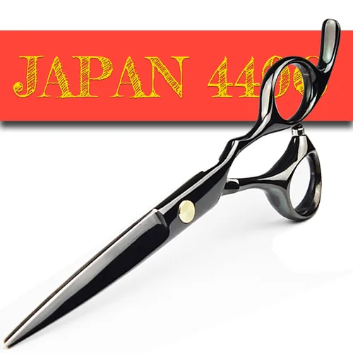 Tijeras profesionales de peluquero Qlating de titanio japonés 440C para peluquería 5,5/6.0 tijeras de pelo negro para cortar y adelgazar