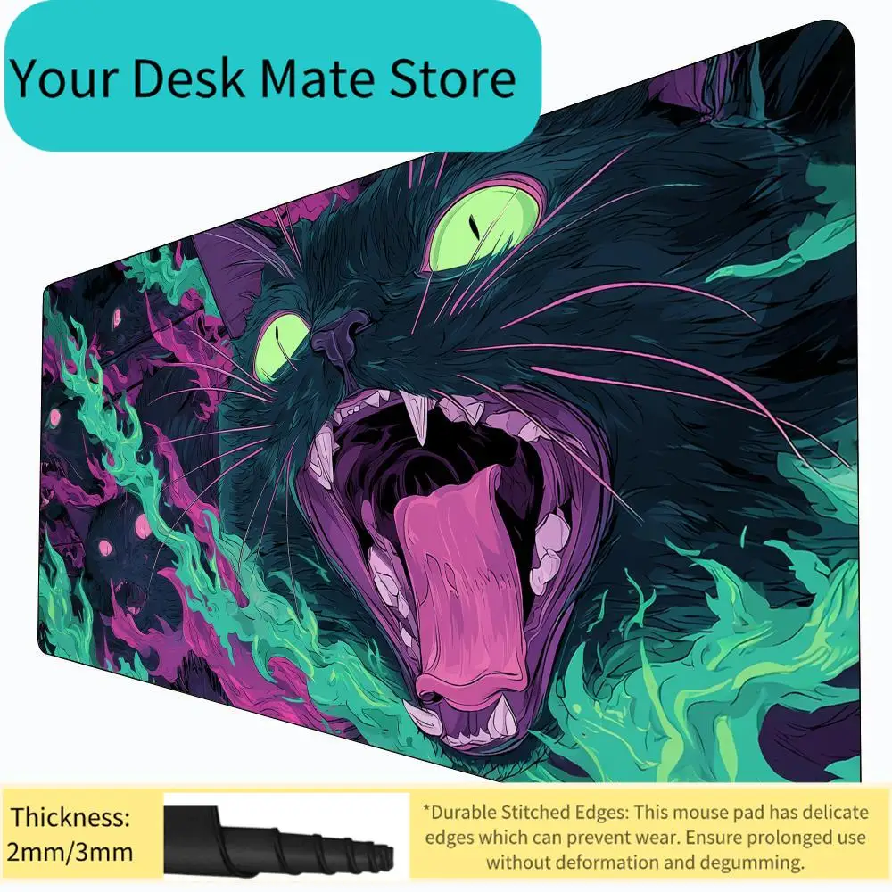 Fantasy Demon Black Cat Magic Card Gaming-Matten mit Zonen, MTG-Spielmatte, Schreibtischunterlage, Commander-Spielmatte, geeignet für Spieleabende.