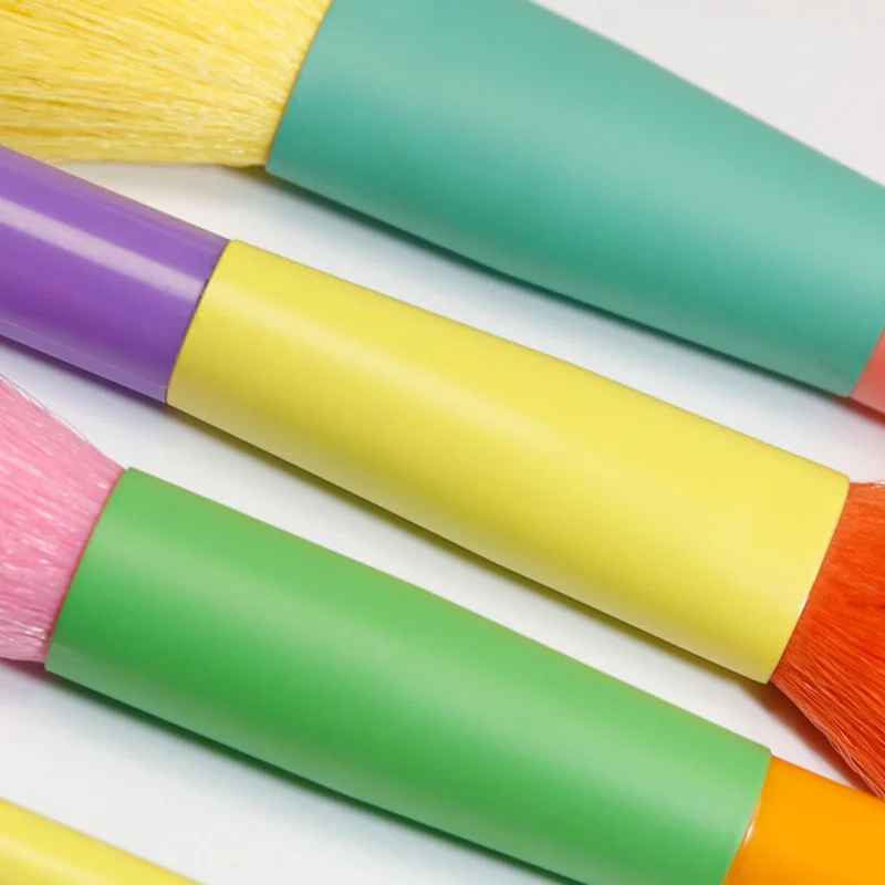 레인보우 10PCS 메이크업 브러쉬 세트, 전문 미용 도구를 위한 다채로운 휴대용 부드러운 강모 화장품 브러쉬