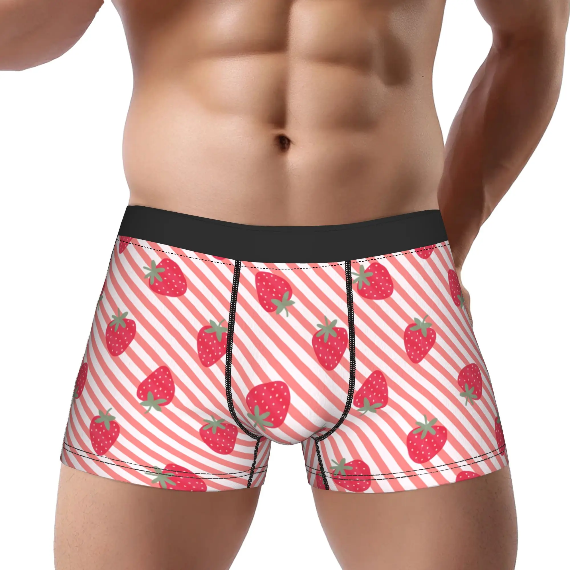 

Трусы-боксеры для взрослых 18+, с клубничным принтом, дышащие, мужское нижнее белье, сексуальные шорты, боксеры-брифы