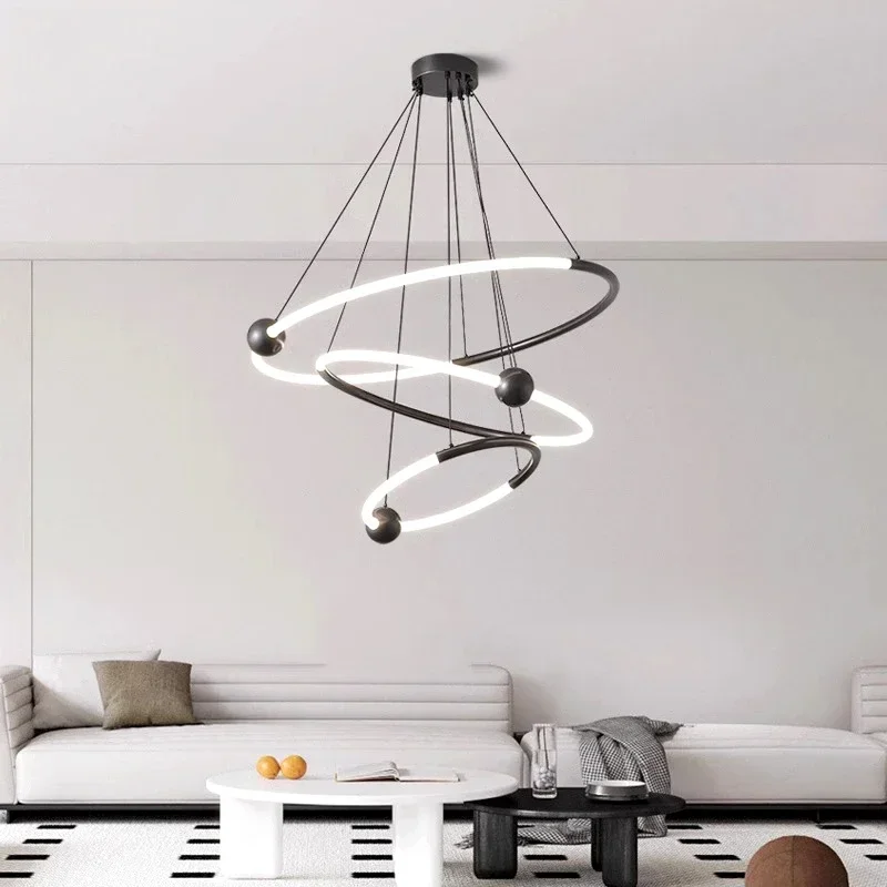 Plafonnier LED suspendu au design moderne, éclairage d'intérieur, luminaire décoratif de plafond, idéal pour un salon ou une salle à manger