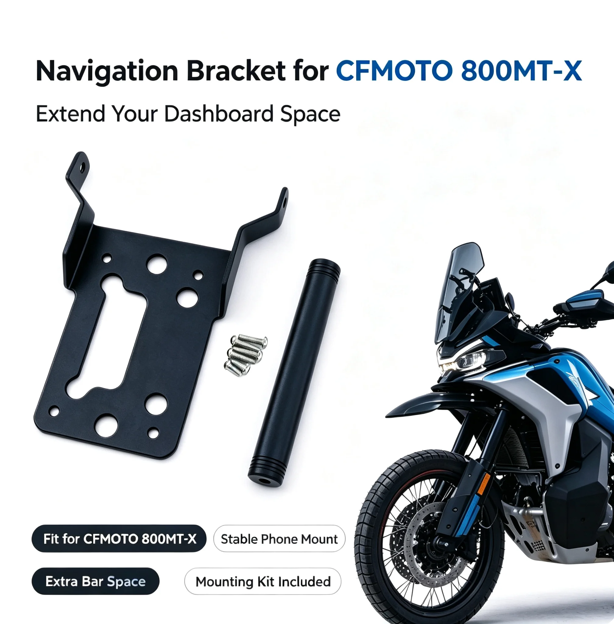 For CFMOTO 800MT-X Navigation Extension Bracket, 800MTX Motorcycle GPS Phone Holder Mount, Dashboard Expansion Bracket Motorbike