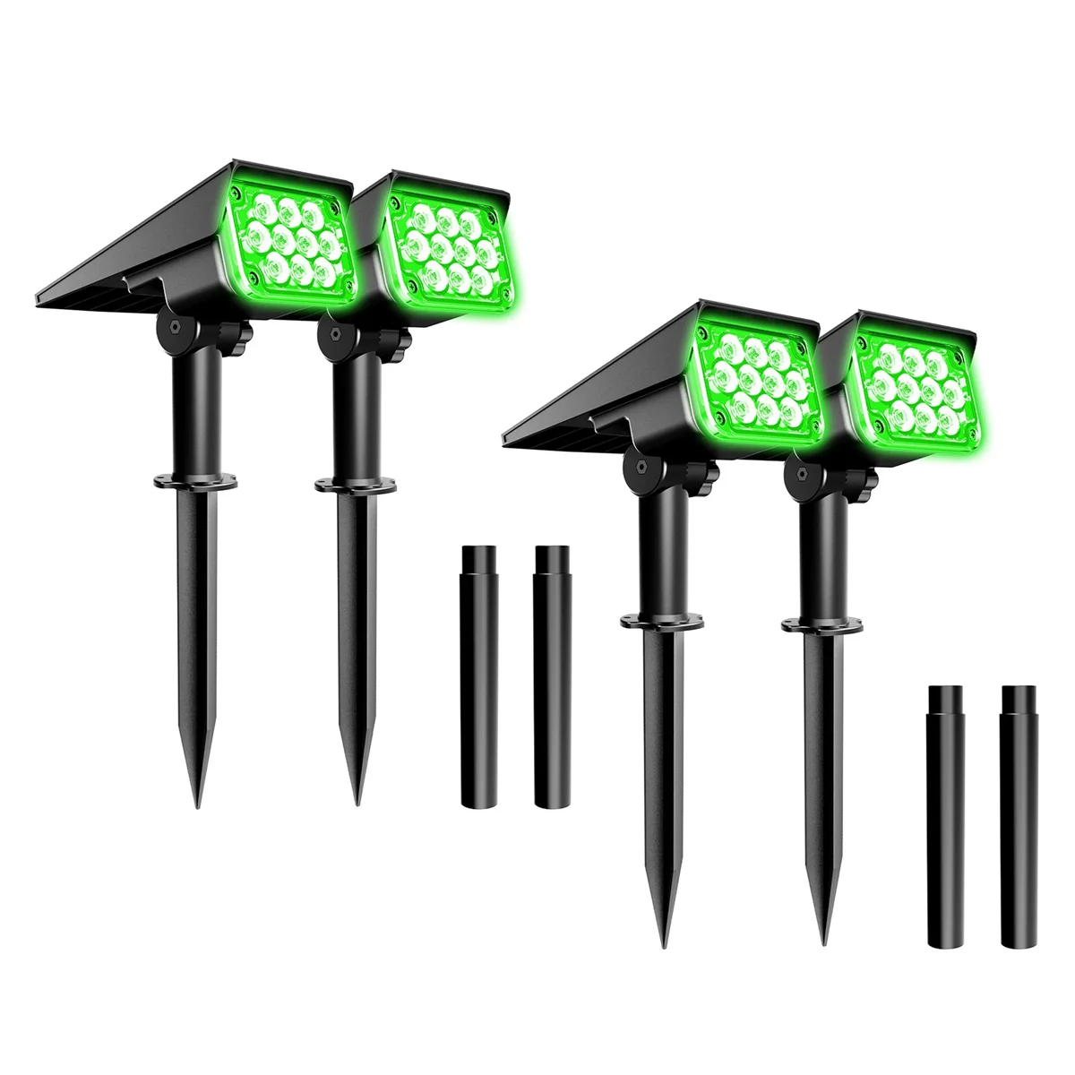 4 pçs solar led luz super brilhante verde gramado luz para jardim brilho ajustável holofote solar ip65 à prova dip65 água