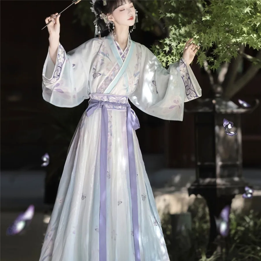 

Women Elegant Hanfu Dresses Ancient Traditional song Dynasty Princess Stage Party Costumes Floral Print Fairy Sets Chinese Styl