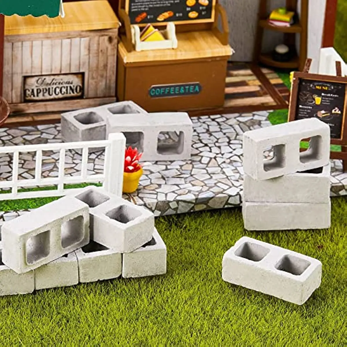 Miniature Cinder Blocks - 1/12 Scale Mini Bricks for Creative DIY Construction,  Whimsical Garden & Kitchen Landscaping Models