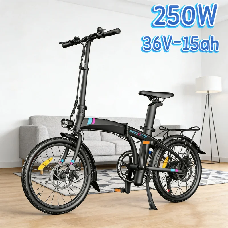 

250W motor electric bicycle, 25km/h 36V 15AH lithium battery foldable electric bike, 20-inch tires daily commuter ebike